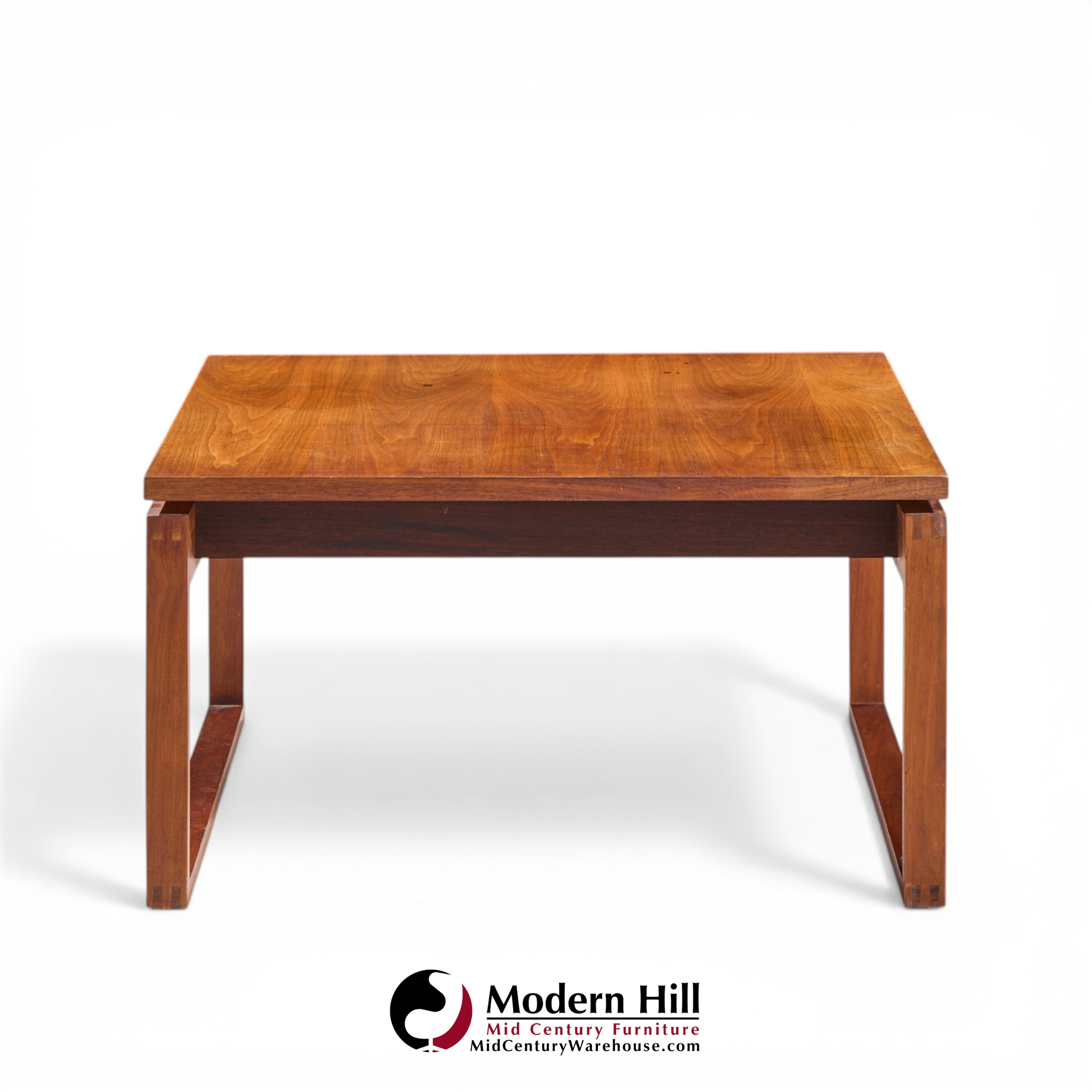 Jens Risom Mid Century Walnut Sled Leg Coffee Table