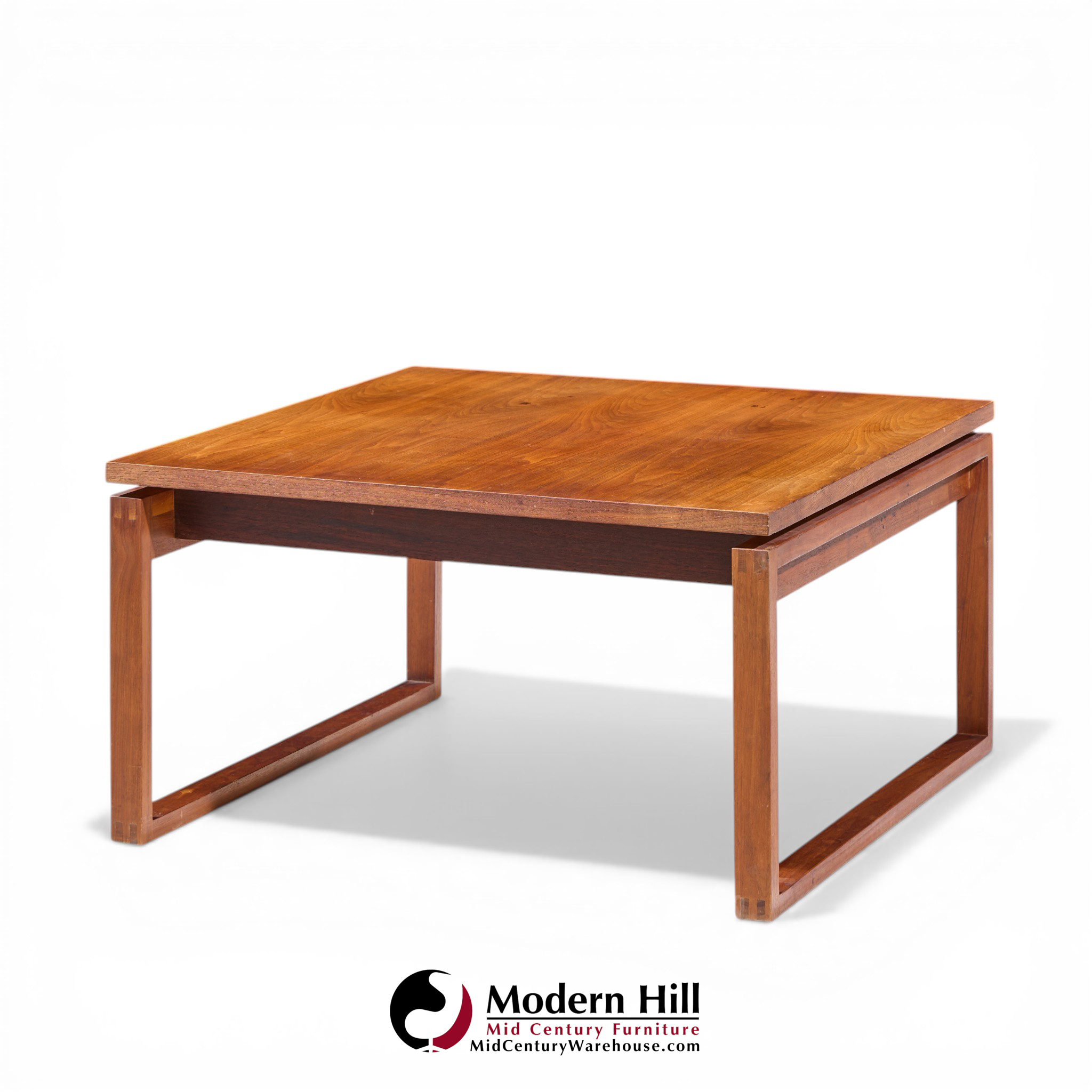 Jens Risom Mid Century Walnut Sled Leg Coffee Table