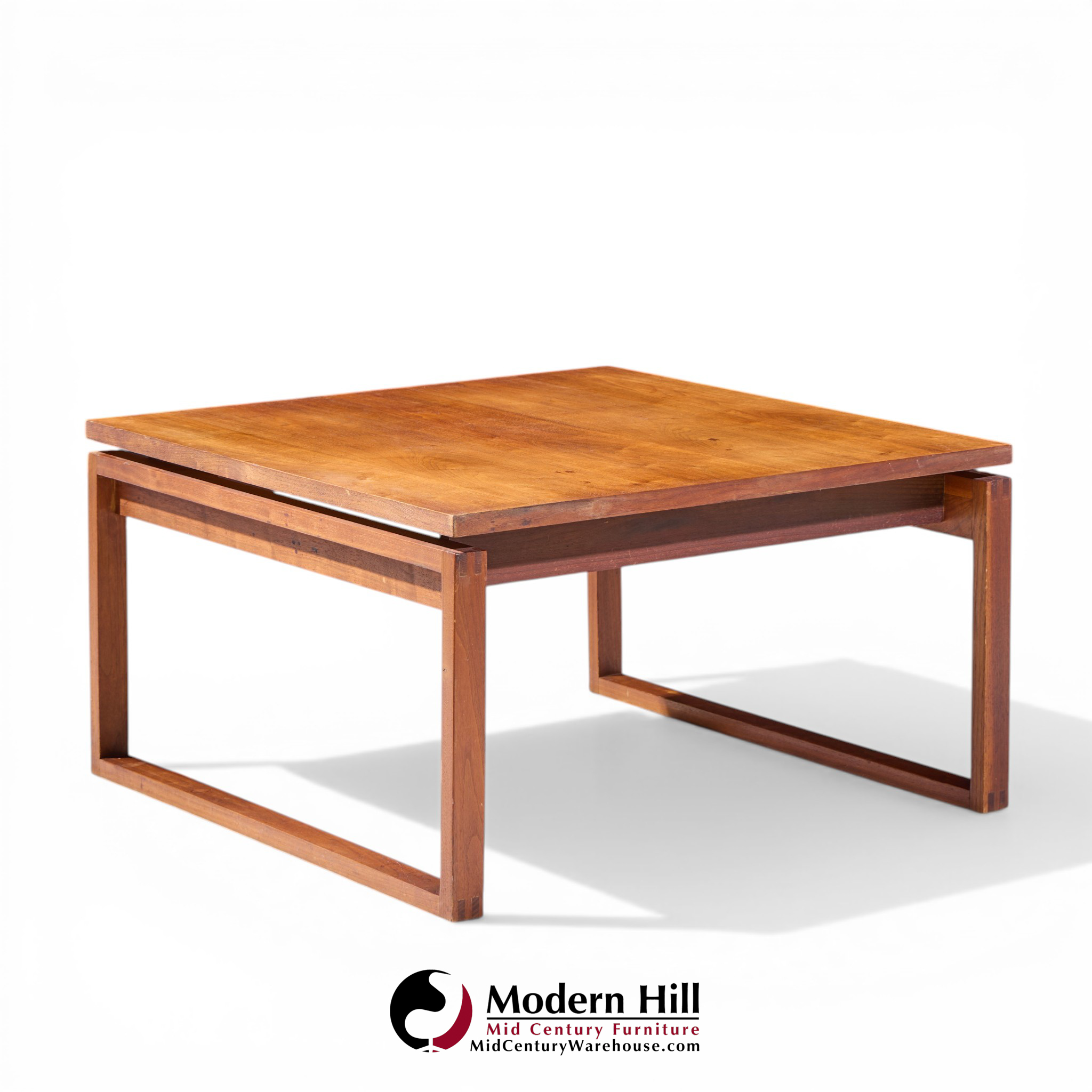 Jens Risom Mid Century Walnut Sled Leg Coffee Table