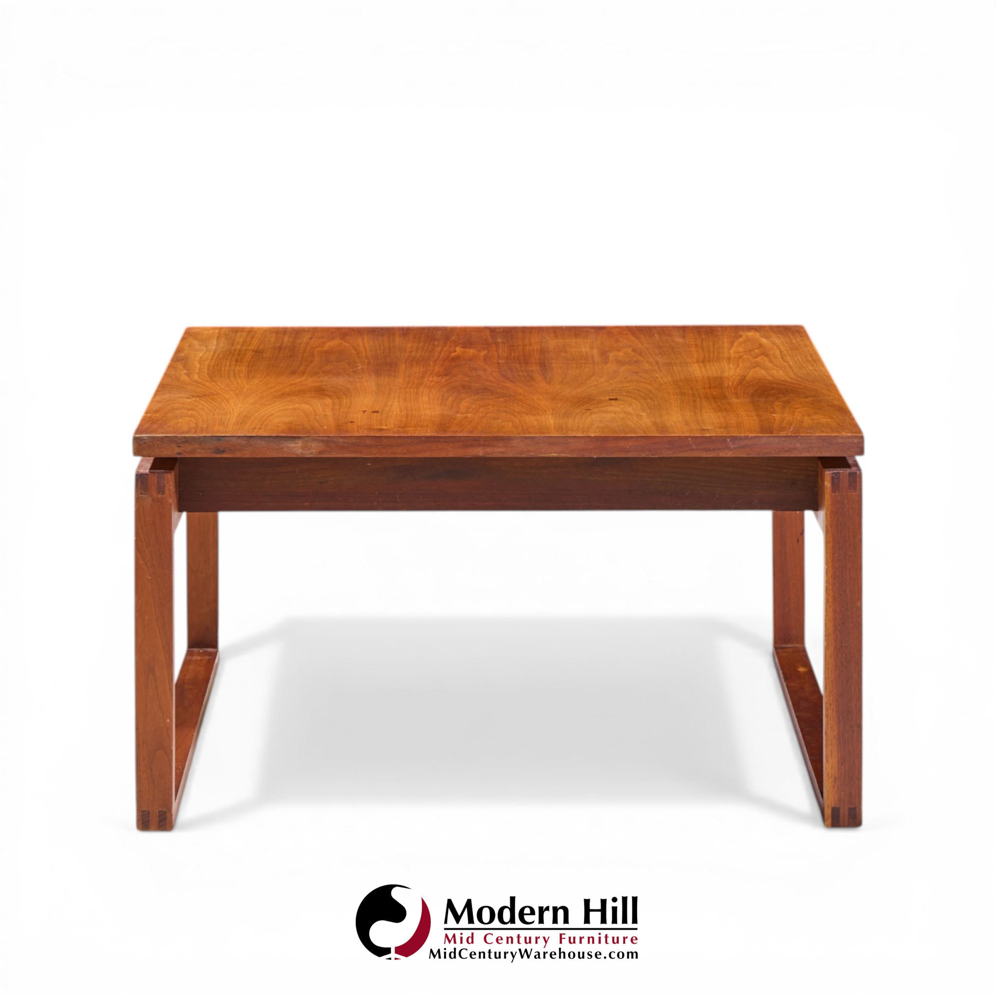 Jens Risom Mid Century Walnut Sled Leg Coffee Table