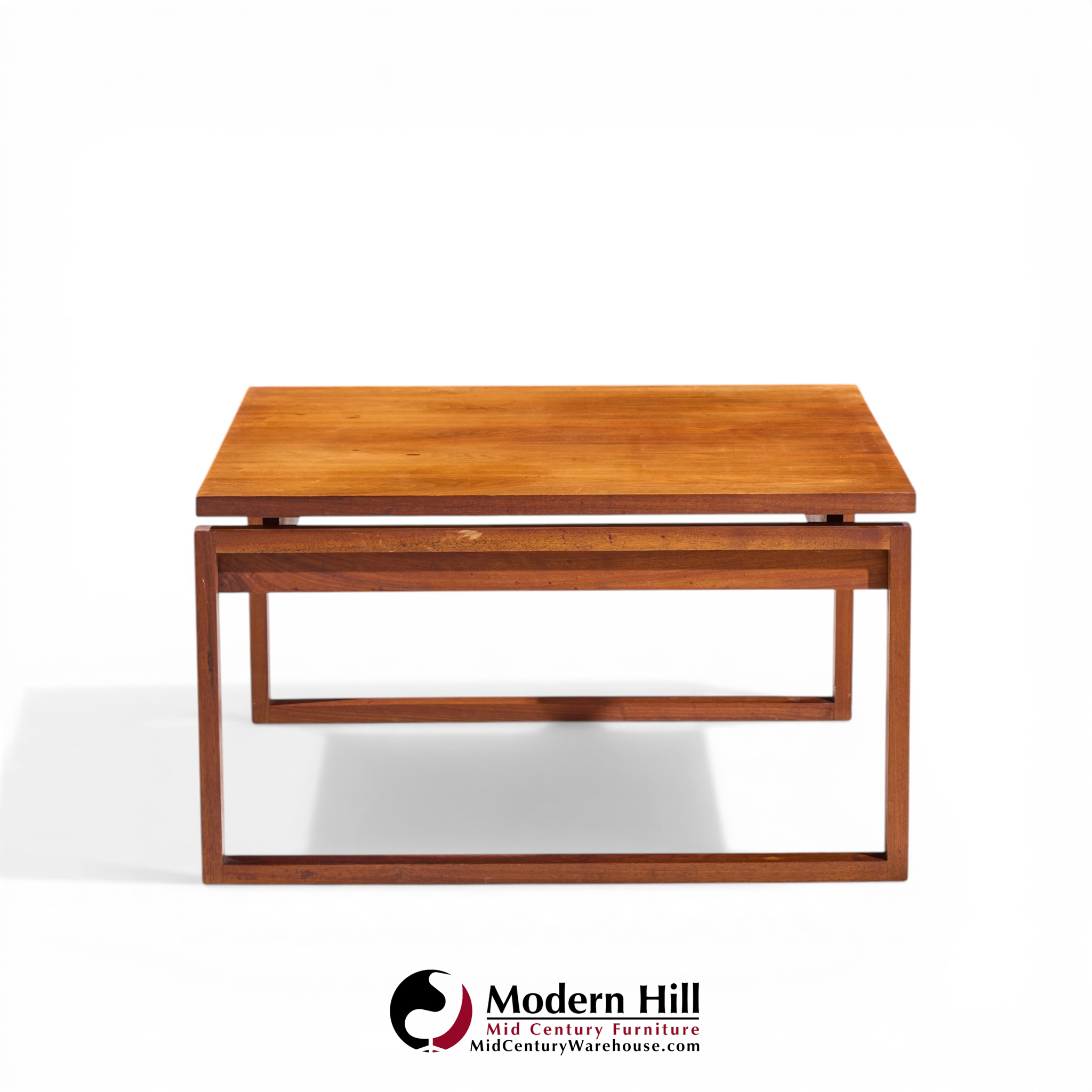 Jens Risom Mid Century Walnut Sled Leg Coffee Table