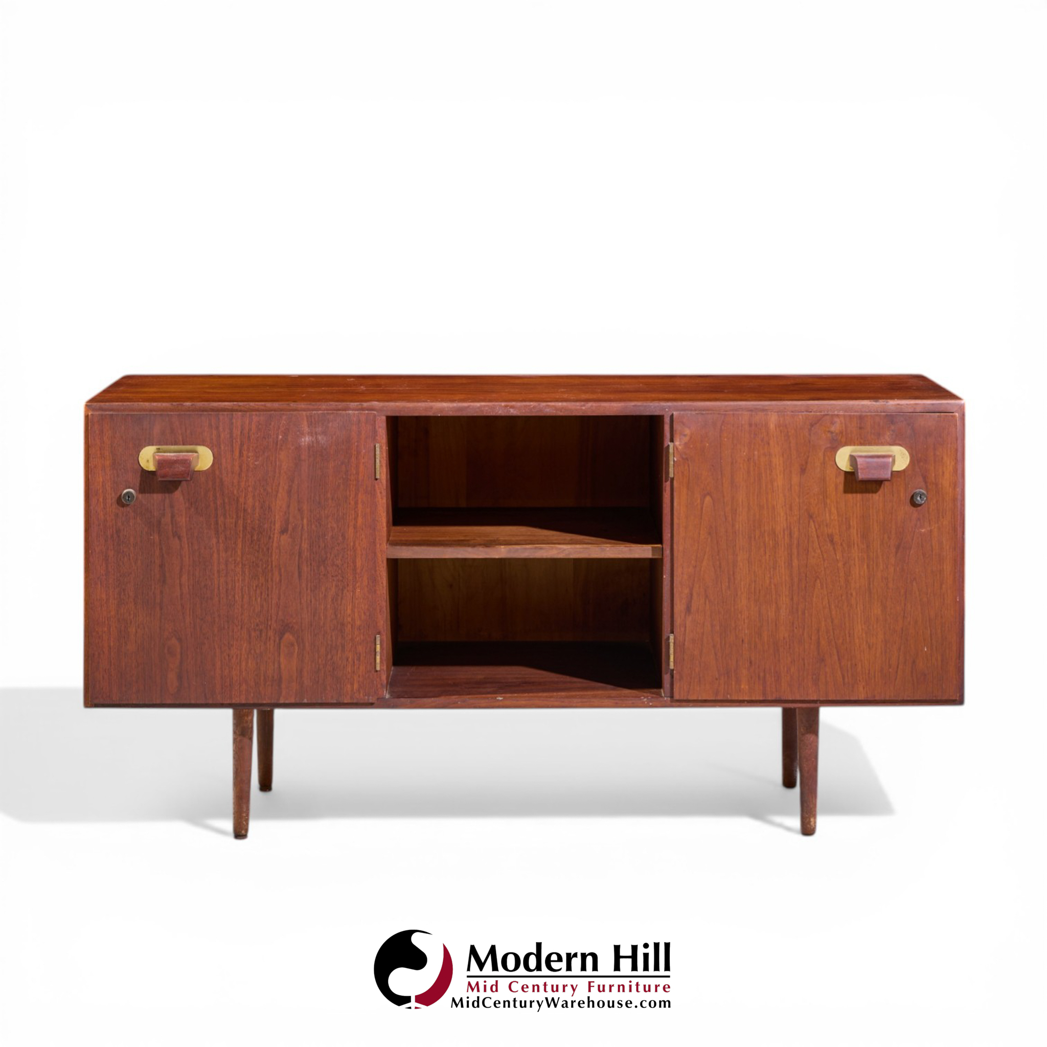 Jens Risom Mid Century Walnut and Brass Credenza
