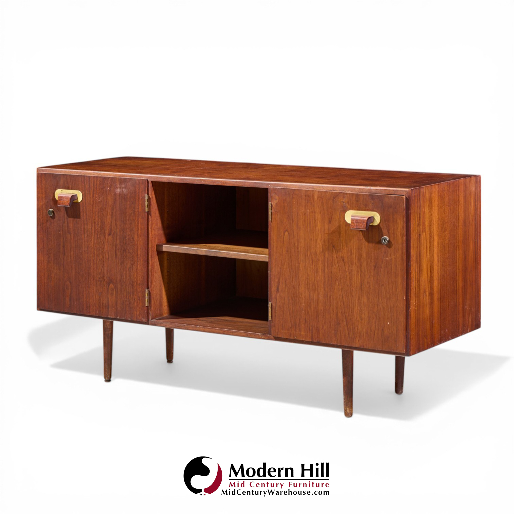 Jens Risom Mid Century Walnut and Brass Credenza