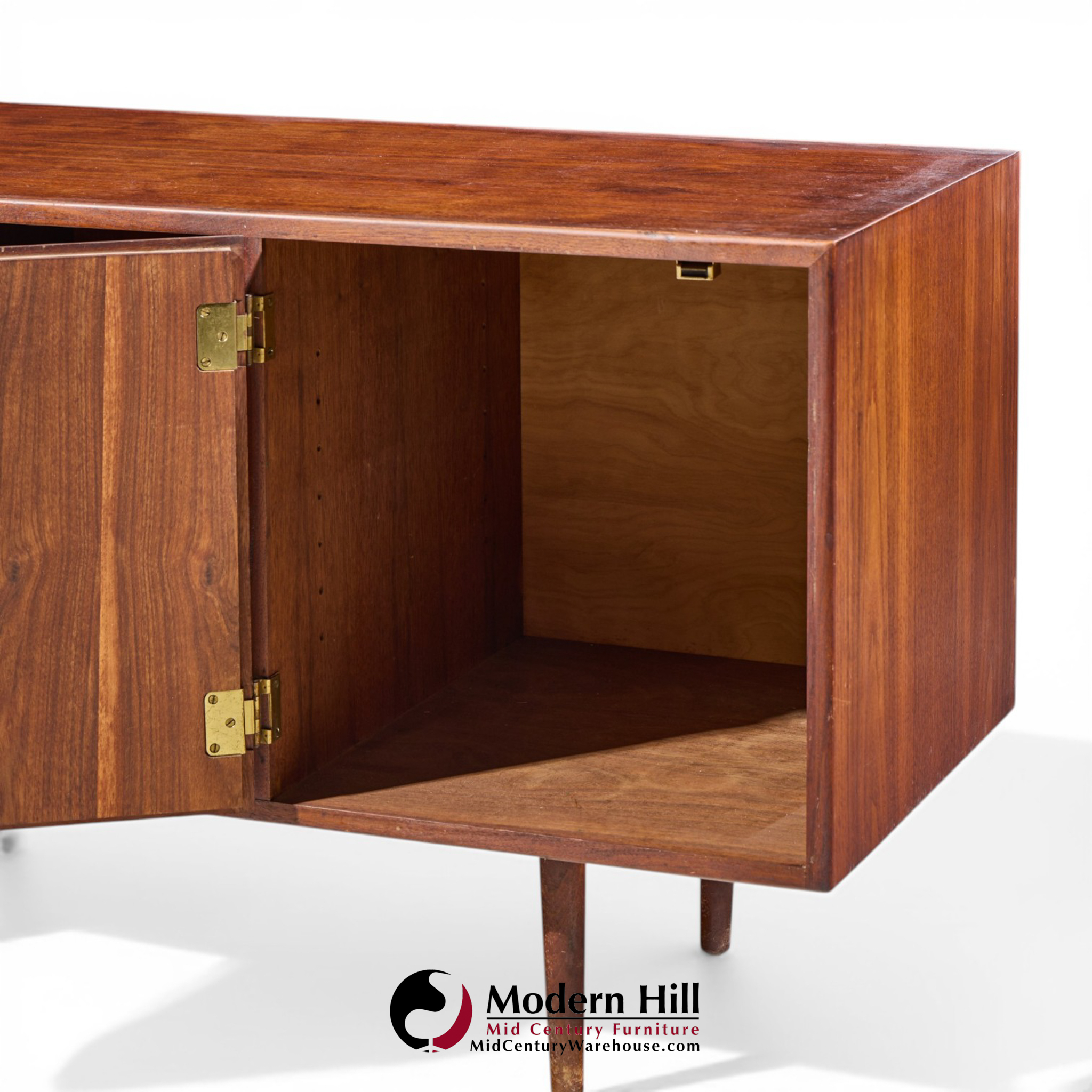 Jens Risom Mid Century Walnut and Brass Credenza