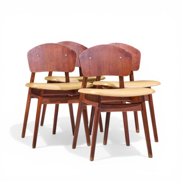 Jens Risom Model C-275 Mid Century Walnut Dining Chairs - Set of 4