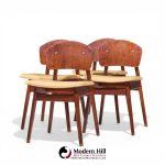 Jens Risom Model C-275 Mid Century Walnut Dining Chairs - Set of 4