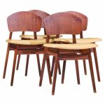 Jens Risom Model C-275 Mid Century Walnut Dining Chairs - Set of 4