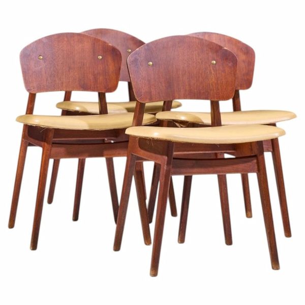 Jens Risom Model C-275 Mid Century Walnut Dining Chairs - Set of 4