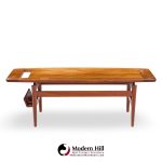 Jens Risom Model T-390 Mid Century Walnut Coffee Table with Magazine Rack