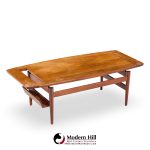 Jens Risom Model T-390 Mid Century Walnut Coffee Table with Magazine Rack