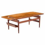 Jens Risom Model T-390 Mid Century Walnut Coffee Table with Magazine Rack