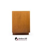 John Keal for Brown Saltman Style Mid Century Walnut Tambour Door Credenza and Hutch