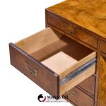 John Widdicomb Mid Century Burlwood and Brass Campaign Executive Desk