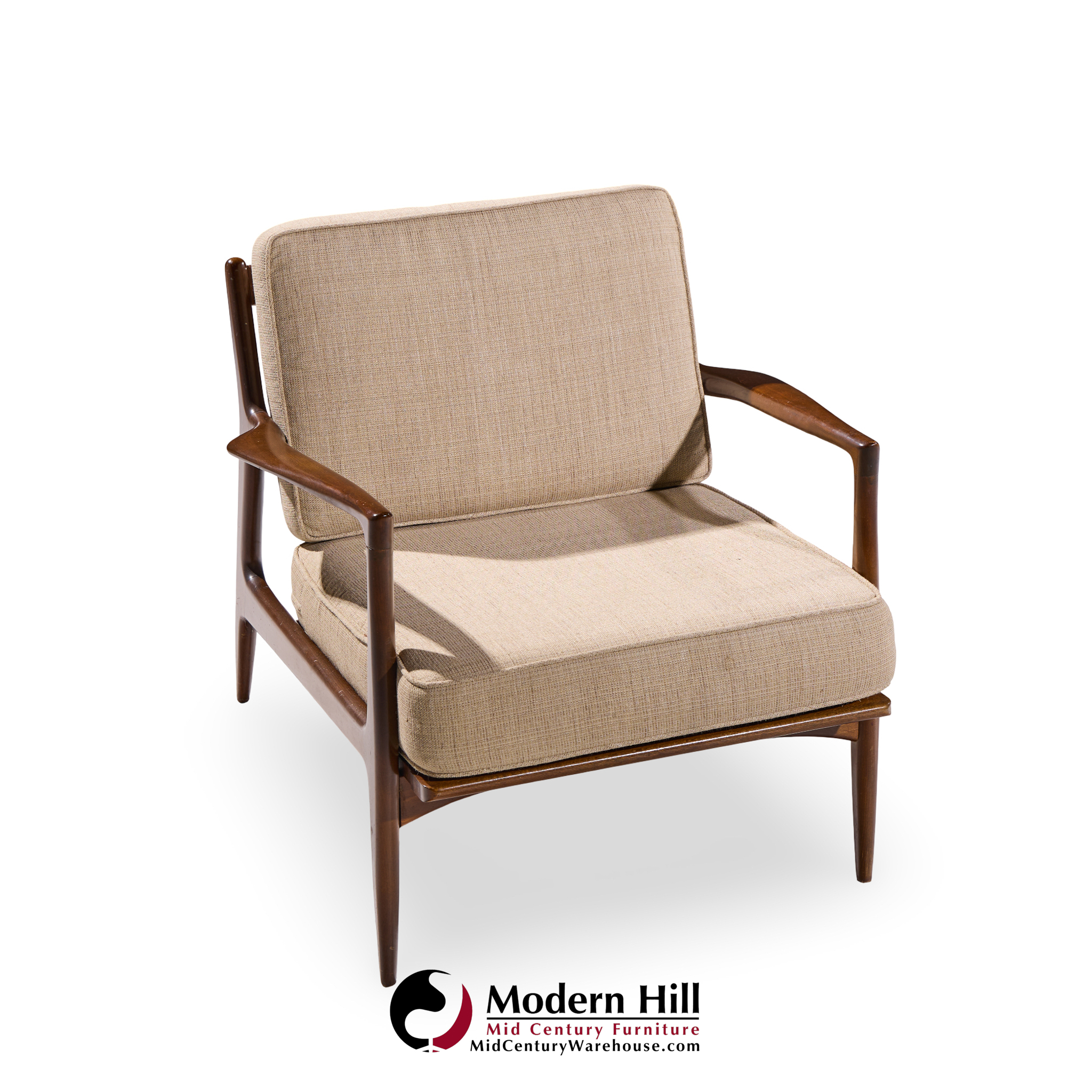 kofod larsen for selig mid century danish lounge chairs - pair