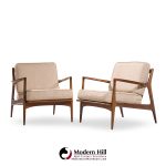 kofod larsen for selig mid century danish lounge chairs - pair