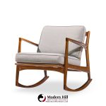 Kofod Larsen for Selig Mid Century Danish Walnut Rocking Lounge Chair