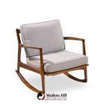 Kofod Larsen for Selig Mid Century Danish Walnut Rocking Lounge Chair