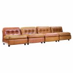 Mario Bellini for B&b Italia Amanta Mid Century Leather and Fiberglass Sectional Sofa