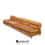 Mario Bellini for B&b Italia Amanta Mid Century Leather and Fiberglass Sectional Sofa