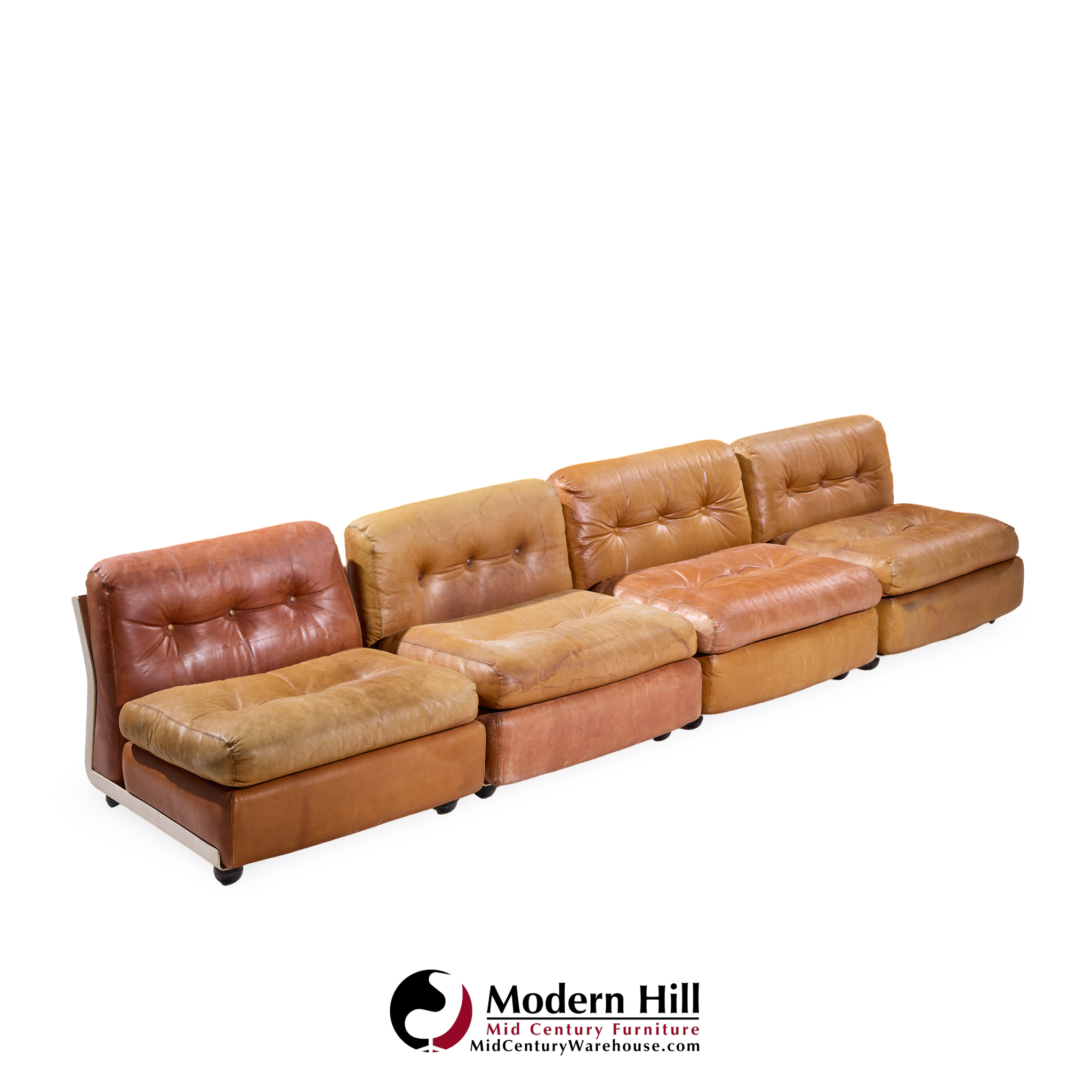 Mario Bellini for B&b Italia Amanta Mid Century Leather and Fiberglass Sectional Sofa