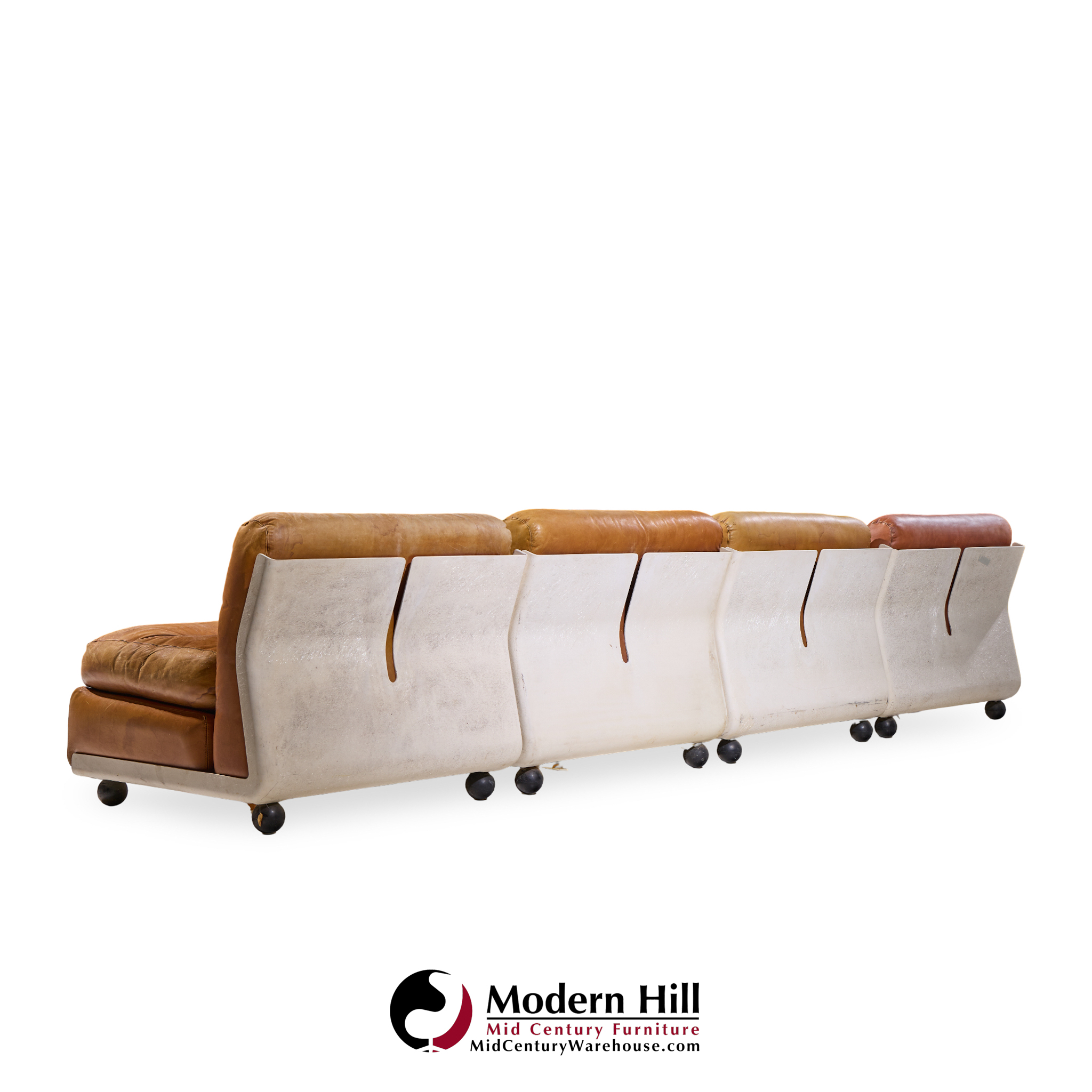 Mario Bellini for B&b Italia Amanta Mid Century Leather and Fiberglass Sectional Sofa