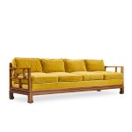 michael taylor for baker furniture far east collection mid century walnut sofa