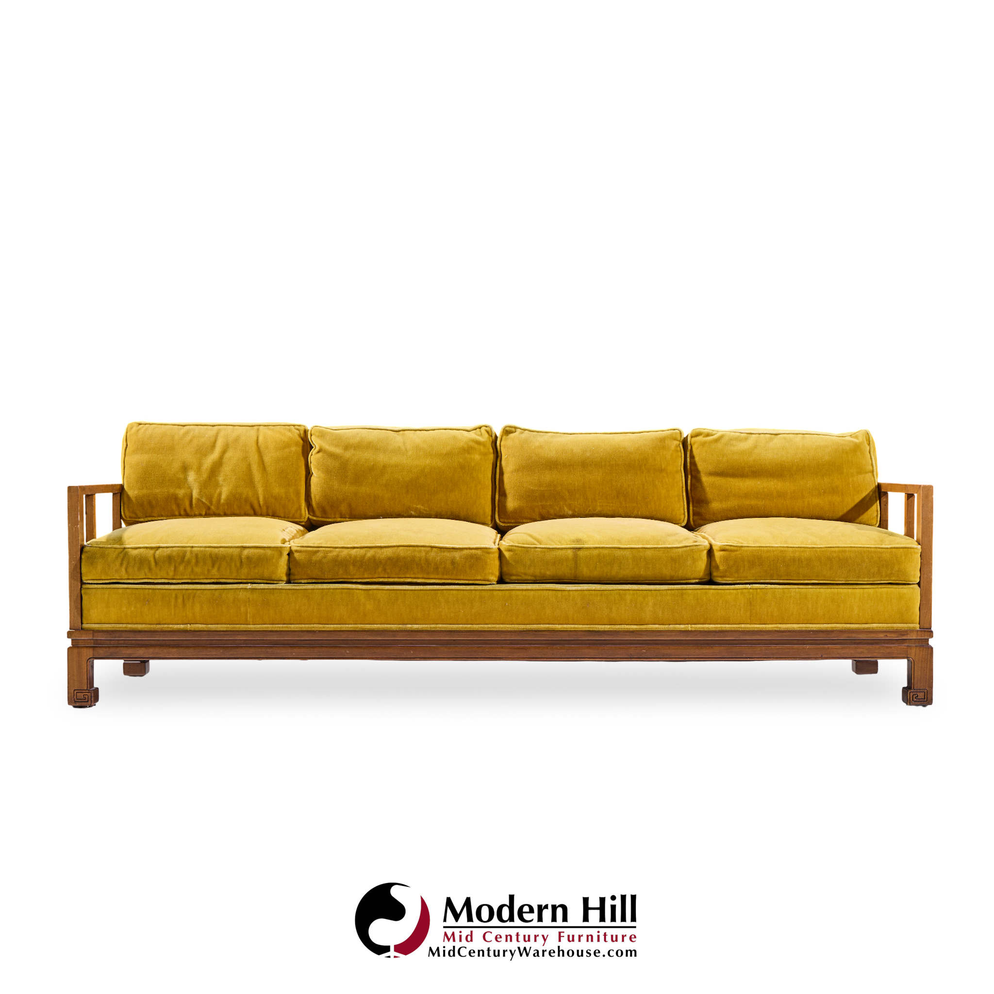 michael taylor for baker furniture far east collection mid century walnut sofa