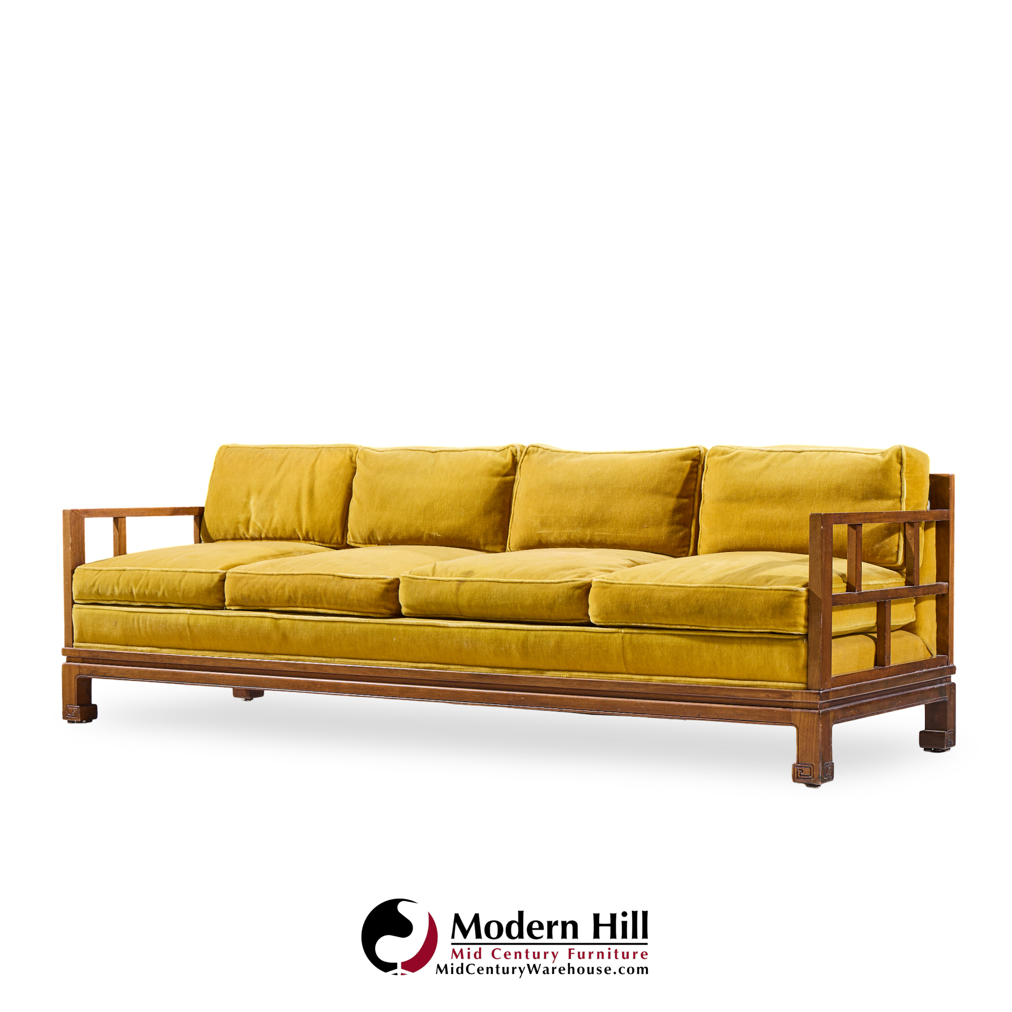michael taylor for baker furniture far east collection mid century walnut sofa