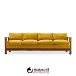 michael taylor for baker furniture far east collection mid century walnut sofa - pair