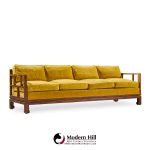 michael taylor for baker furniture far east collection mid century walnut sofa - pair