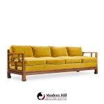 michael taylor for baker furniture far east collection mid century walnut sofa - pair