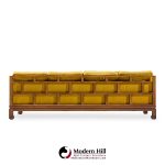 michael taylor for baker furniture far east collection mid century walnut sofa - pair