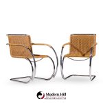 Mies Van Der Rohe for Knoll Mr Mid Century Chrome and Rattan Chairs - Pair