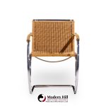 Mies Van Der Rohe for Knoll Mr Mid Century Chrome and Rattan Chairs - Pair