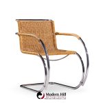 Mies Van Der Rohe for Knoll Mr Mid Century Chrome and Rattan Chairs - Pair