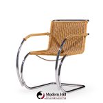 Mies Van Der Rohe for Knoll Mr Mid Century Chrome and Rattan Chairs - Pair