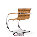Mies Van Der Rohe for Knoll Mr Mid Century Chrome and Rattan Chairs - Pair