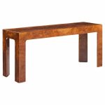 Milo Baughman Style Mid Century Burlwood Console Table