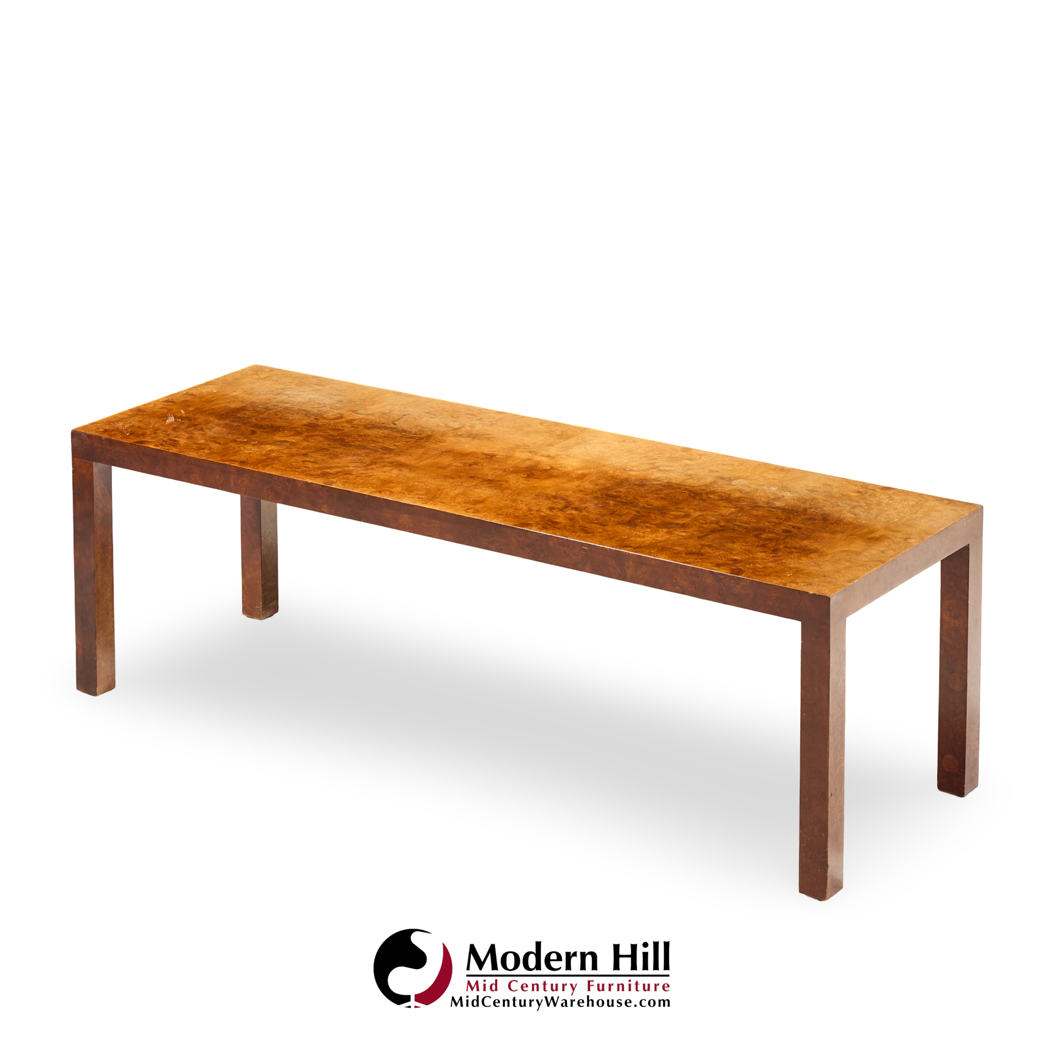 milo baughman for directional mid century burlwood parsons coffee table