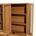 Mount Airy Facade Mid Century Walnut and Brass Credenza and Hutch