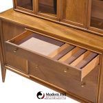 Mount Airy Facade Mid Century Walnut and Brass Credenza and Hutch