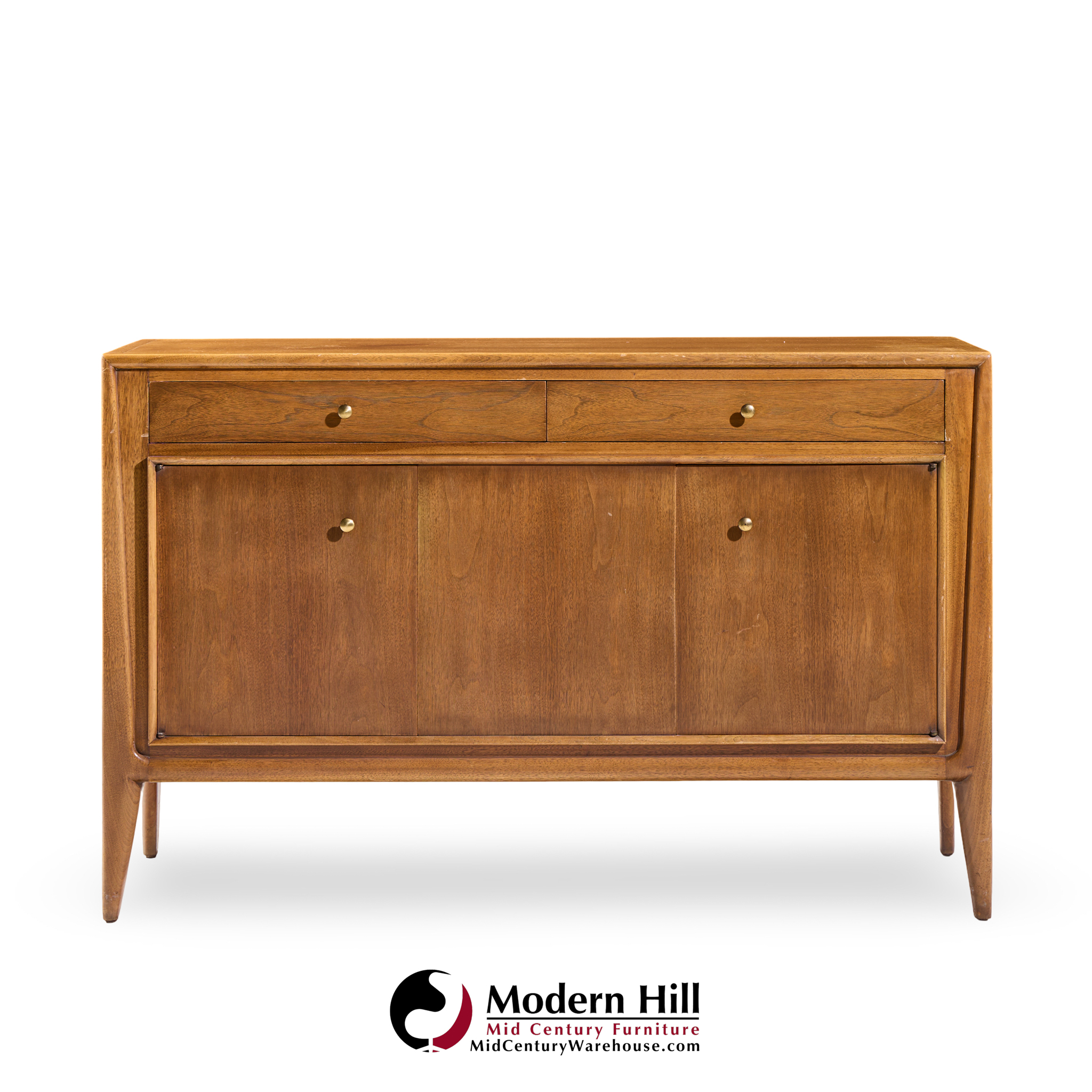 Mount Airy Facade Walnut Mid Century and Brass Credenza