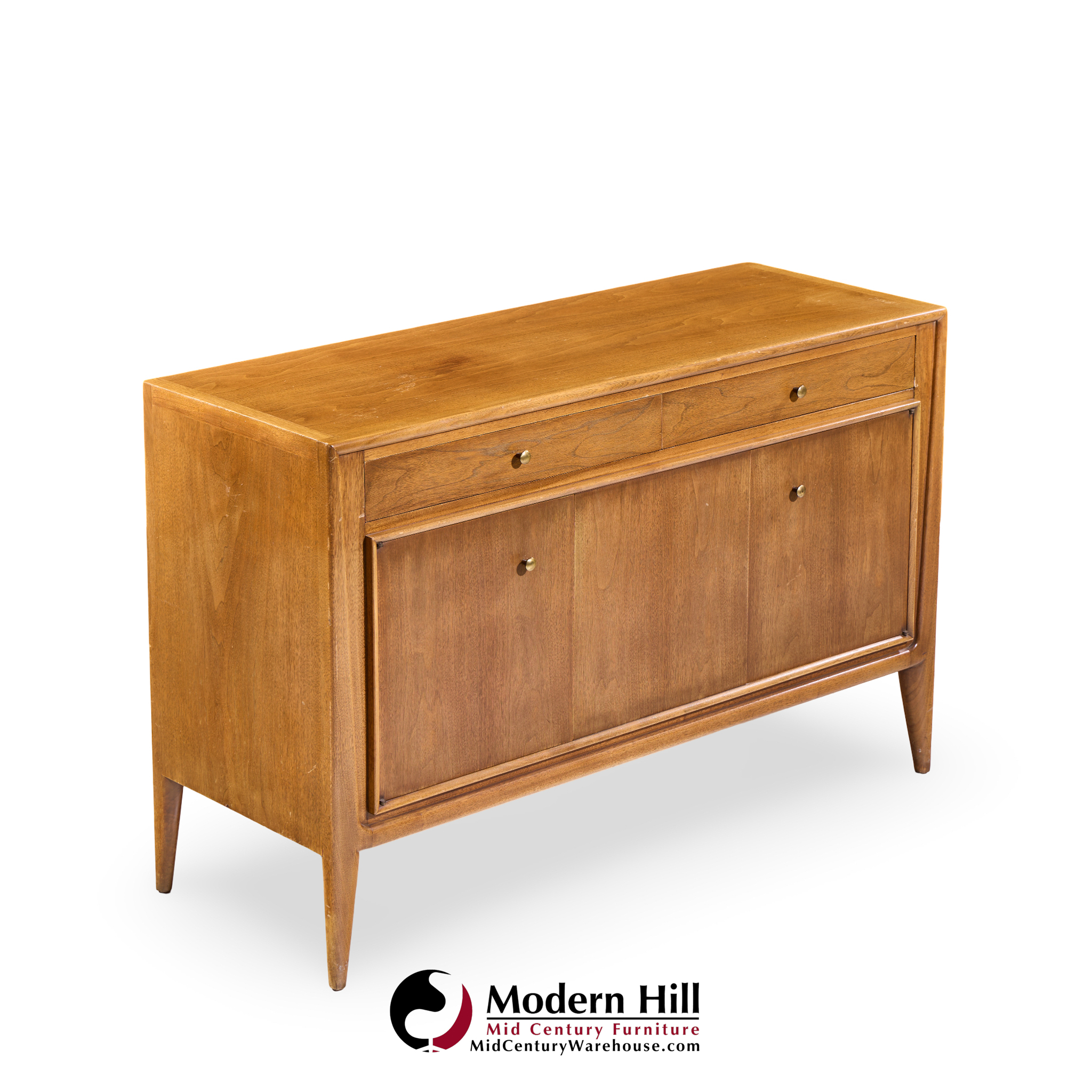 Mount Airy Facade Walnut Mid Century and Brass Credenza