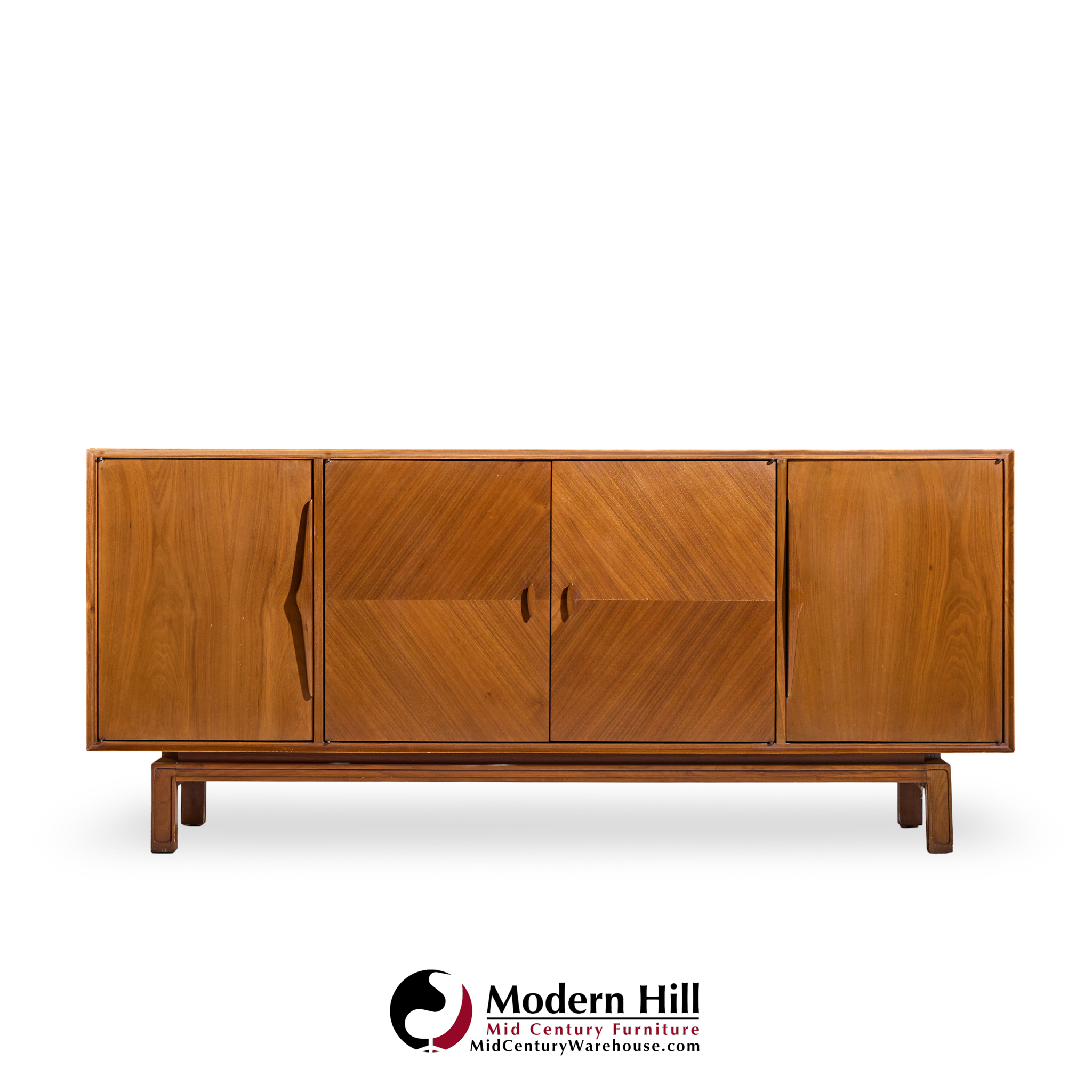 Mount Airy Style Mid Century Walnut Harlequin Credenza