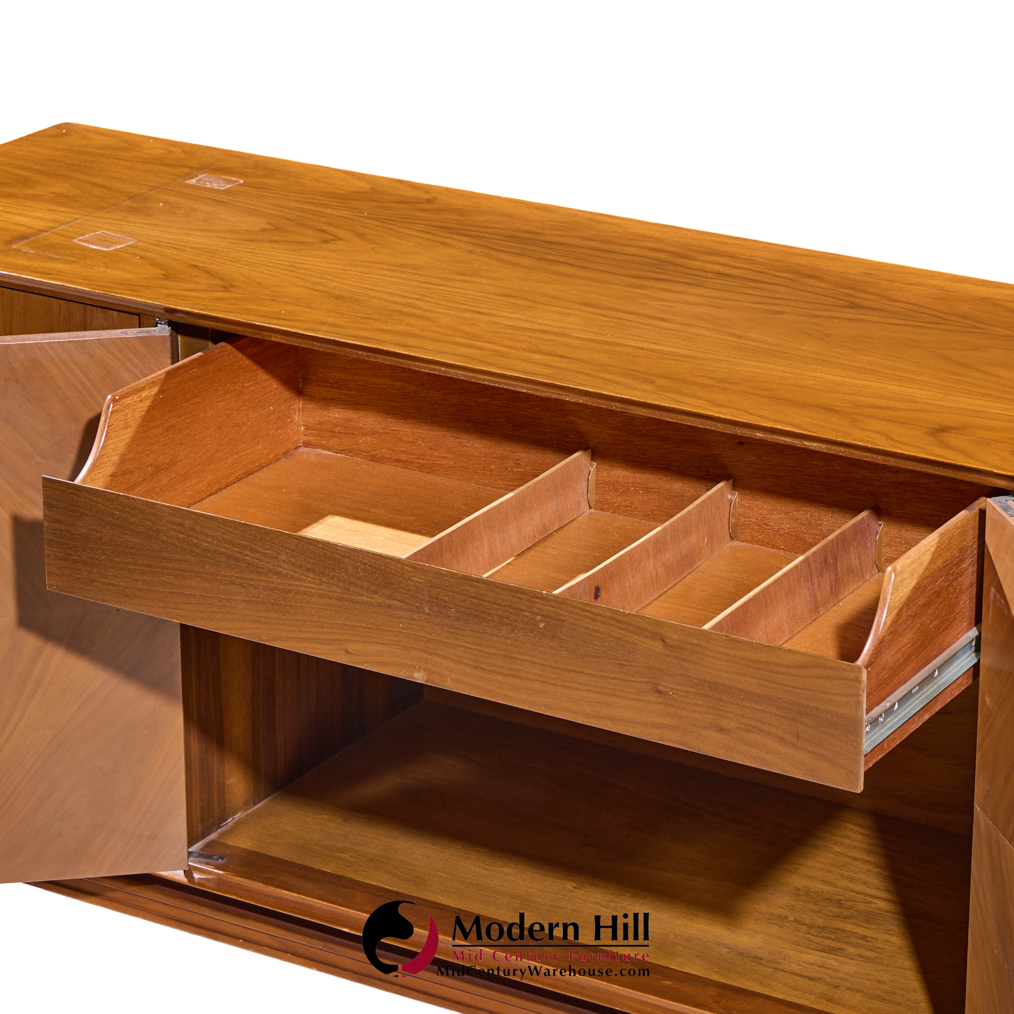 Mount Airy Style Mid Century Walnut Harlequin Credenza