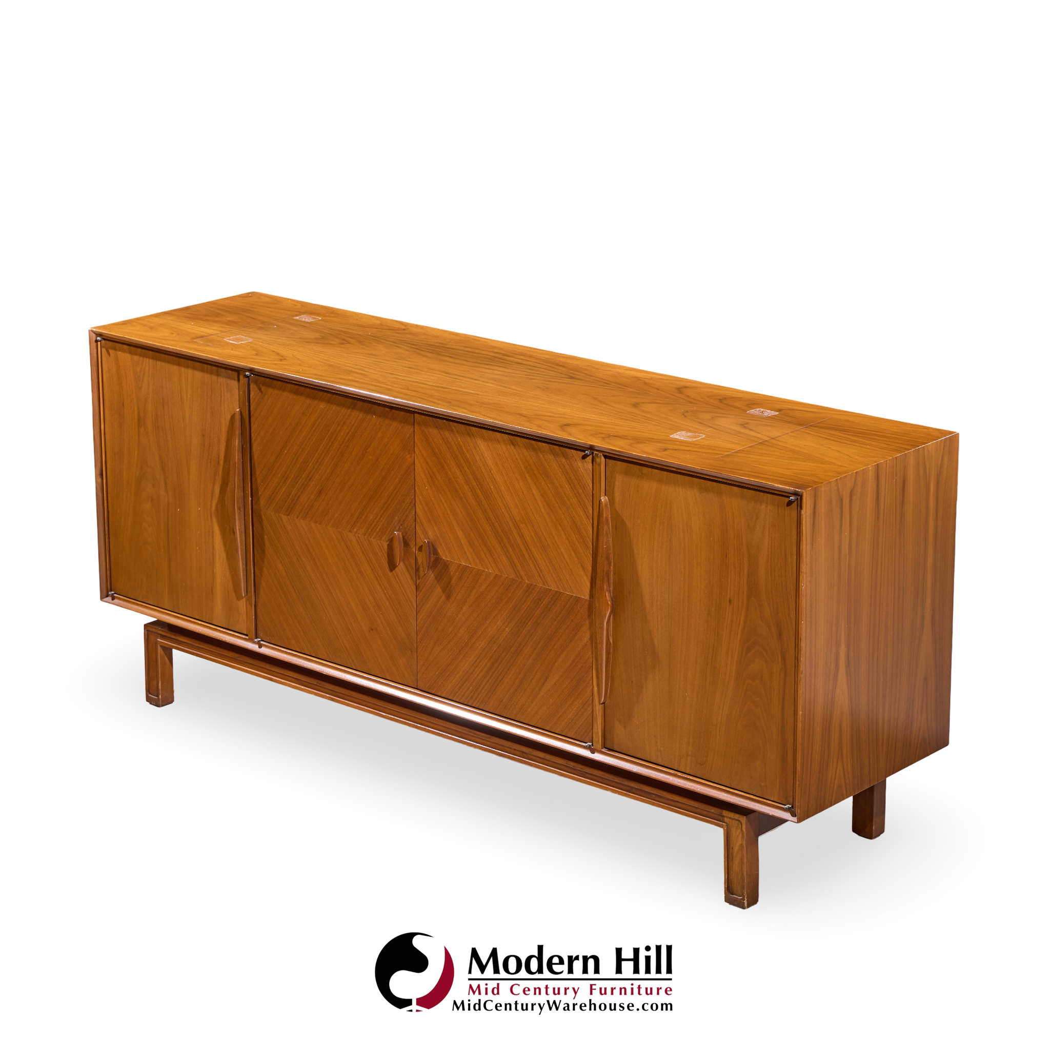 Mount Airy Style Mid Century Walnut Harlequin Credenza