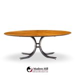 Osvaldo Borsani for Stow & Davis Mid Century Starburst Walnut and Steel Oval Dining Table