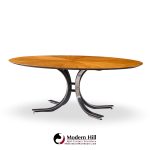 Osvaldo Borsani for Stow & Davis Mid Century Starburst Walnut and Steel Oval Dining Table