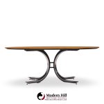 Osvaldo Borsani for Stow & Davis Mid Century Starburst Walnut and Steel Oval Dining Table