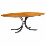 Osvaldo Borsani for Stow & Davis Mid Century Starburst Walnut and Steel Oval Dining Table